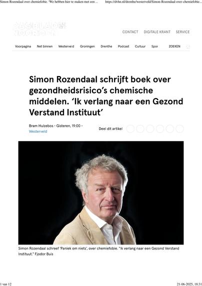 Krantenstuk in het Dagblad van het Noorden over landbouwgif.