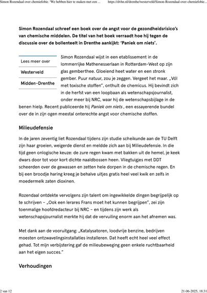 Krantenstuk in het Dagblad van het Noorden over landbouwgif.