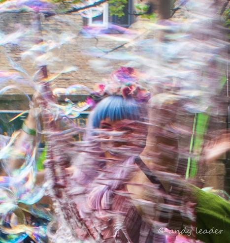 A wave of blurry bubbles and the blue haired bubble fairy