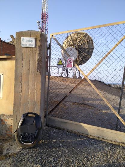 #euc electric unicycle in front of the comms facility.
