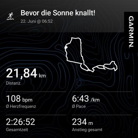 Laufrunde "Bevor die Sonne knallt!" 22 km mit 234 Hm