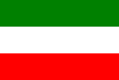 Three-striped flag in green, white and red with no other symbols