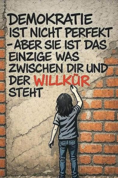 DEMOKRATIE IST NICHT PERFEKT
- ABER SIE IST DAS EINZIGE WAS ZWISCHEN DIR UND DER WILLKÜR STEHT🖖