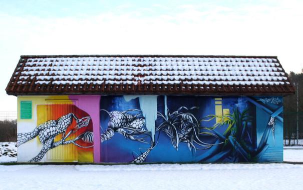 abstract graffiti mural by artist fabian zolar in nuremberg , nürnberg graffiti streetart zolar