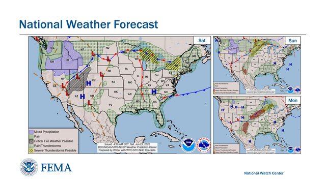 National Weather Forecast
National Watch Center
Sat Sun
Mon