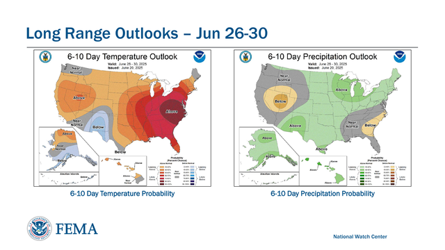 6-10 Day Temperature Probability 6-10 Day Precipitation Probability
National Watch CenterLong Range Outlooks – Jun 26-30