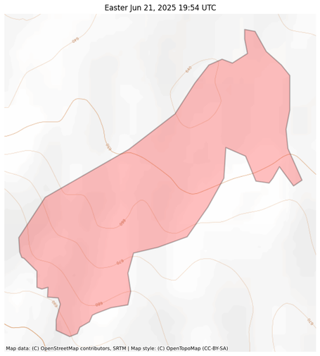 Visual map representation of the Easter wildfire, showing the perimeters of the 86.2218452684986 acre fire on a map.