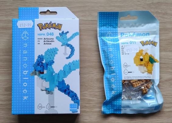 Articuno and Dragonite Nanoblock sets