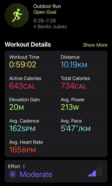 Apple Fitness screenshot showing my workout stats.