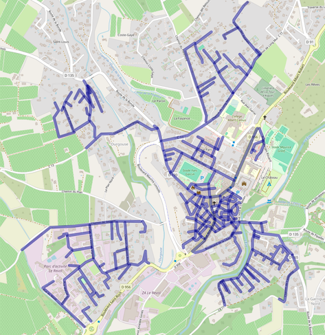 Carte de La Tour-d'Aigues montrant l'ensemble des rues pour lesquelles nous avons fait du porte-à-porte jusqu'à présent