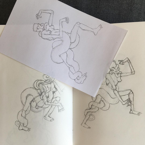 Bocetos en lapiz del dibujo de bart deforme
