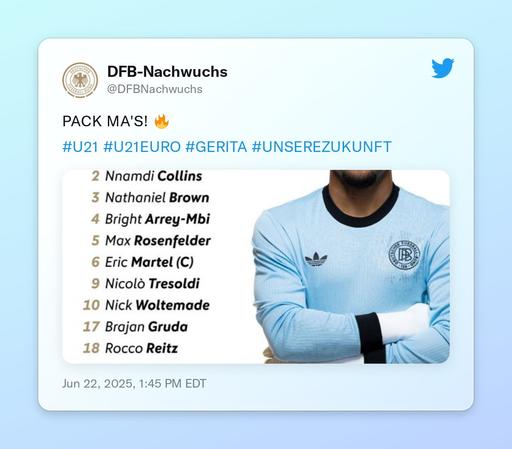PACK MA'S! 🔥

#U21 #U21EURO #GERITA #UNSEREZUKUNFT https://t.co/vKyLCwvf66