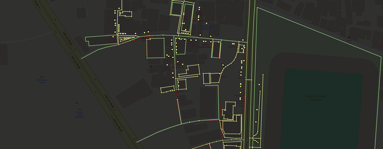 A view of the features added and/or modified during the mapping party on Achavi.