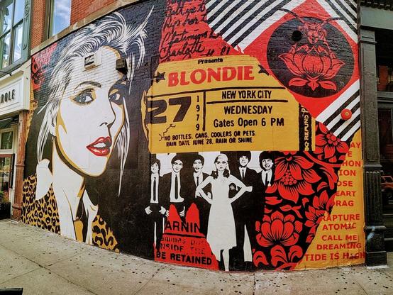 mural of Blondie, with a concert ticket from 27th of June 1979