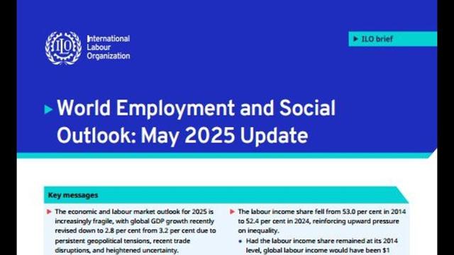 International Labour Organization reports declining share of global income for workers and slowing job creation
