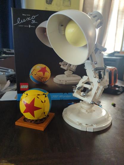 Completed build of the Lego Ideas Pixar Luxo Jr. Set.