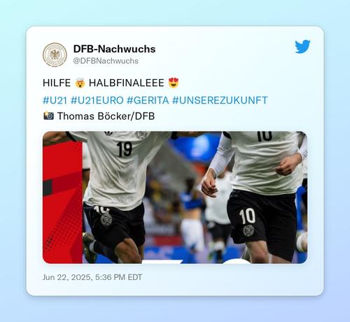 HILFE 🤯 HALBFINALEEE 😍

#U21 #U21EURO #GERITA #UNSEREZUKUNFT
📸 Thomas Böcker/DFB https://t.co/EUPysvtvsS