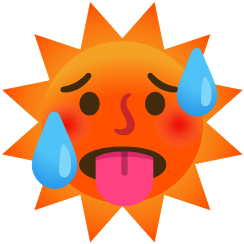 Emoji Kitchen-Sticker der Emojis 🥵 und 🌅