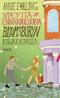 Ylpeyttä ja ennakkoluuloa Bloomsburyn kirjakaupassa -kirjan piirroskannessa on kivijalkakaupan sisäänkäynti, jota kohti nainen kävelee käsi kädessä miehen kanssa.