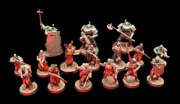 Trench Crusade New Antioch Warband with red lighting