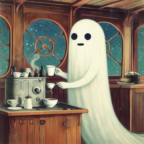 KI-Bild (DALL•E3):

Spensti in der Schiffsküche an der Kaffeemaschine. Frischer Kaffee fürs Katz und die anderen ist fertig!