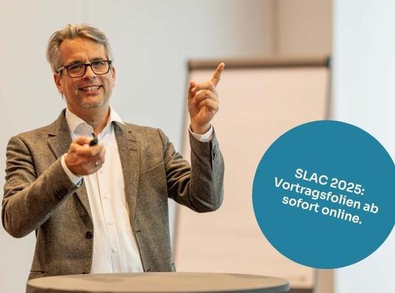 SLAC 2025 Vortragfolien: Referent hält Vortrag
