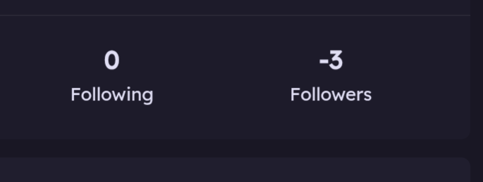 following: 0
followers: -3