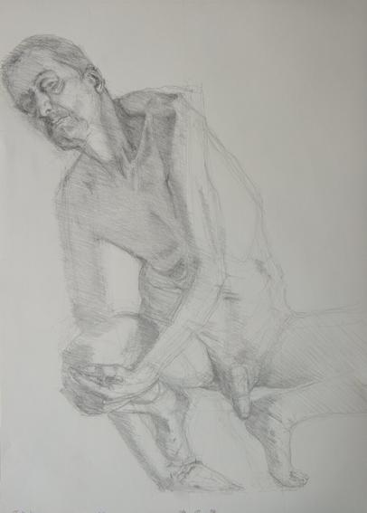 Drawing of a male art model, naked