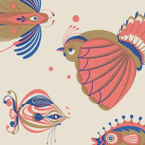 Illustrations imaginaires en 3 couleurs de l'eau et de l'air