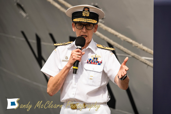 Rear-admiral Josee Kurtz speaking at the event.