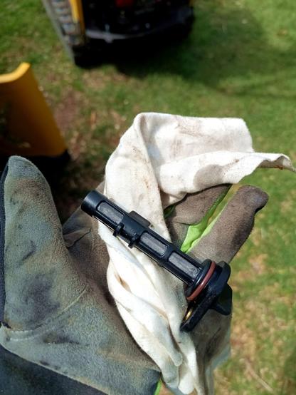 The oil "filter" which is a reusable steel mesh strainer. It's pretty clean but there were some particles at one end.
