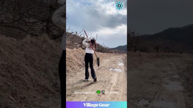 Lady's Shovel SWING vs. Bro's Broccoli TEE OFF!😂 Farm Golf! #funnyfarm #shovelmaster #golfgods #lol