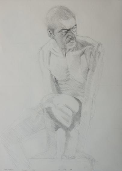 Drawing of a male art model, naked