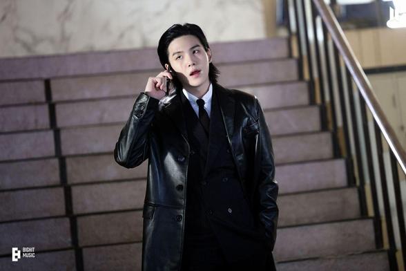 Agust D - D-Day Concept Photos, April 2023 - Fierce guy in leather on the phone