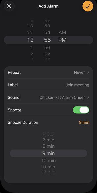 Customizable snooze in iOS 26