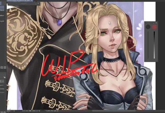 sneak and peak of sketch WIP art for ffxiv Zenos x OC commission II #nomyfeed