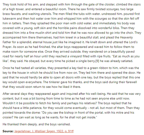 Part 2 of Swiss folk tale "The Journey to Paradise". Drop me a line if you want a machine-readable transcript!