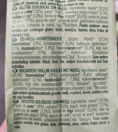 Die Zutatenliste irgend eines Produkts in verschiedenen Sprachen. Statt der angegeben Sprache ist eine andere Sprache abgedruckt.