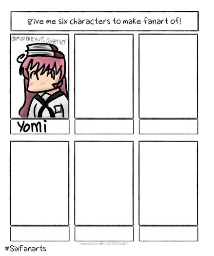 "give me six characters to maker fanarts of!" 1/6 panels completed featuring ms. yomikawa from shimeji simulation