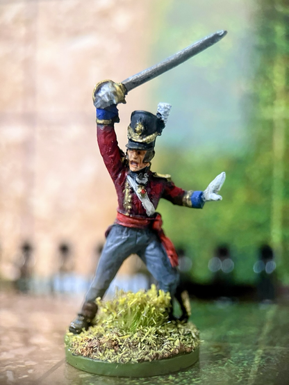 A 25mm miniature of a napoleonic British officer.