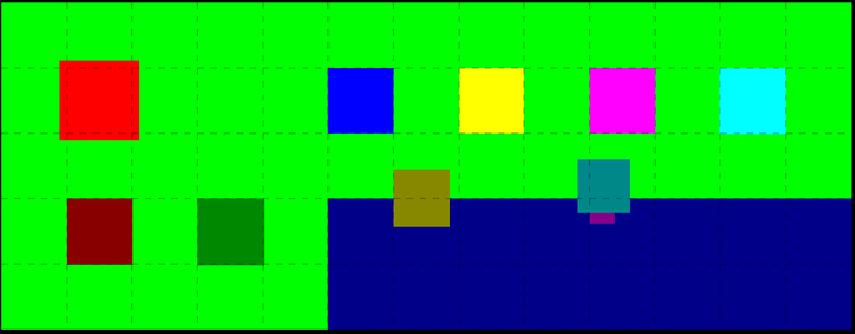A bunch of squares on a green background, different again again - librsvg