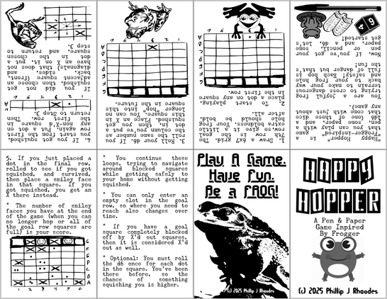 Happy Hopper game rules as a printable minizine