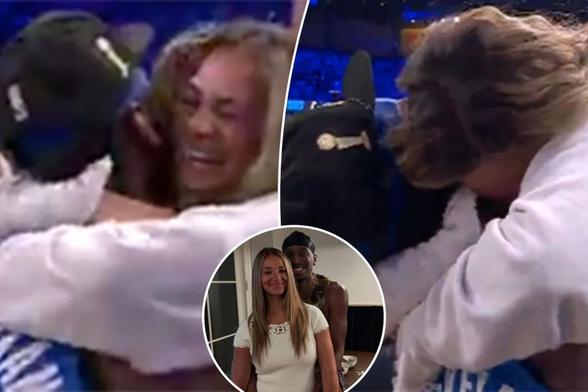 Shai Gilgeous-Alexander embraces wife after Thunder's NBA Finals win