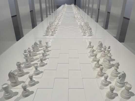 Play by trust. Chess boards by Yoko Ono.