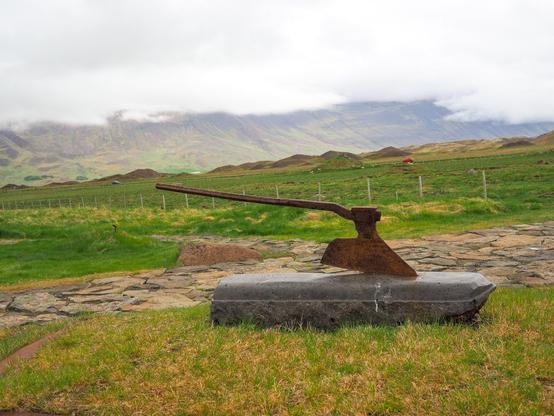 A sculpture of the axe used in the last execution in Iceland.