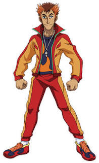 shuzo hiragi asserting his dominance by staring directly at you in his flamin' hot track suit