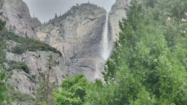 Look close at this webcam to see water flowing over the side of this mountain. The water falls from a height of 2,425 feet! But you can also find many of these landscape features not quite as tall.