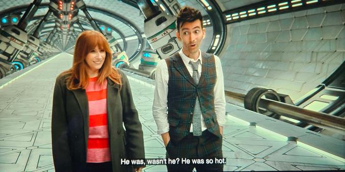 Doctor Who Wild Blue Yonder screenshot. The Doctor to Donna: "He was, wasn't he? He was so hot!"