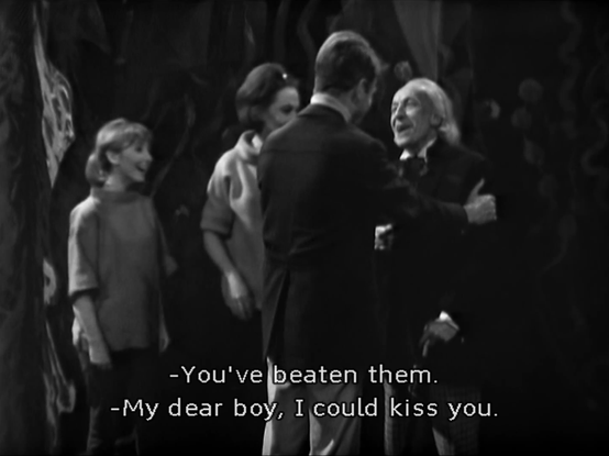 Doctor Who The Chase screenshot. The first Doctor to Ian Chesterton: "My dear boy, I could kiss you!"