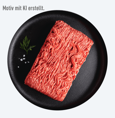A rectangular brick of raw ground meat served on a fancy black plate with a pinch of coarse salt and a stalk of some herb.